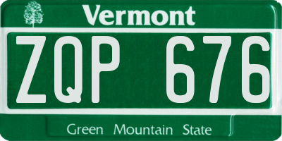 VT license plate ZQP676