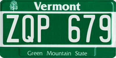 VT license plate ZQP679