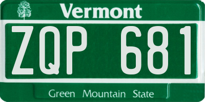 VT license plate ZQP681