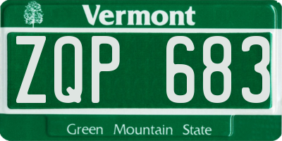 VT license plate ZQP683