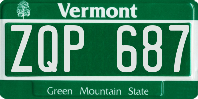 VT license plate ZQP687