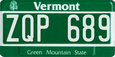 VT license plate ZQP689