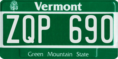 VT license plate ZQP690