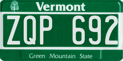 VT license plate ZQP692