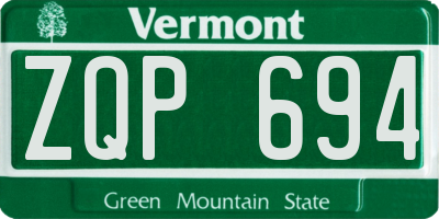 VT license plate ZQP694