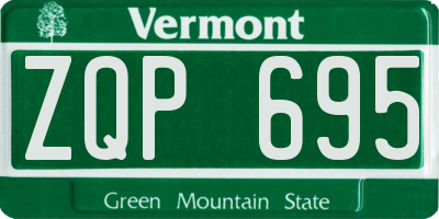 VT license plate ZQP695