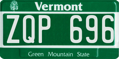 VT license plate ZQP696