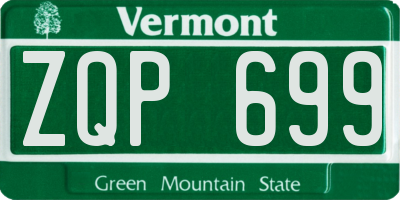 VT license plate ZQP699