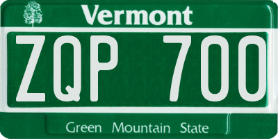 VT license plate ZQP700