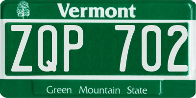 VT license plate ZQP702