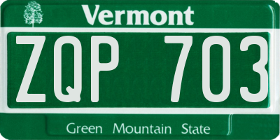 VT license plate ZQP703