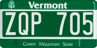 VT license plate ZQP705