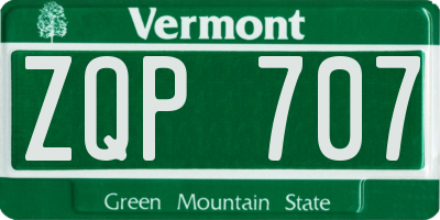 VT license plate ZQP707