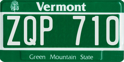 VT license plate ZQP710
