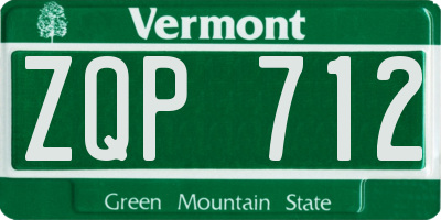 VT license plate ZQP712