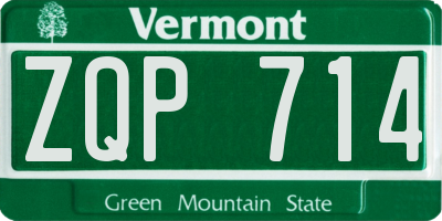 VT license plate ZQP714