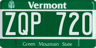 VT license plate ZQP720