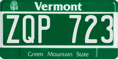 VT license plate ZQP723