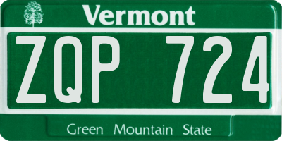 VT license plate ZQP724
