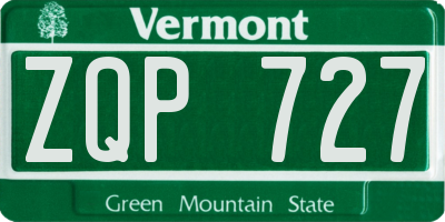 VT license plate ZQP727