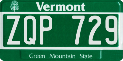 VT license plate ZQP729