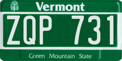 VT license plate ZQP731