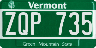 VT license plate ZQP735
