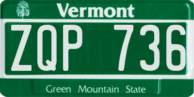 VT license plate ZQP736
