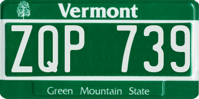 VT license plate ZQP739