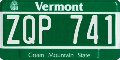 VT license plate ZQP741