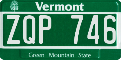 VT license plate ZQP746