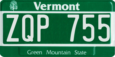 VT license plate ZQP755