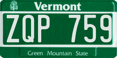 VT license plate ZQP759