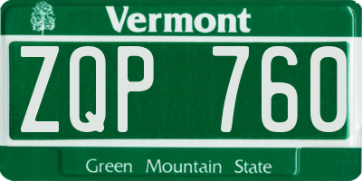 VT license plate ZQP760