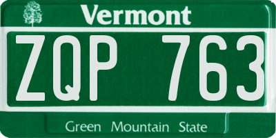 VT license plate ZQP763
