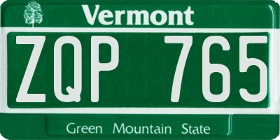 VT license plate ZQP765