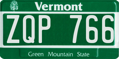 VT license plate ZQP766