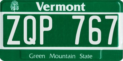 VT license plate ZQP767