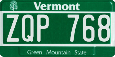 VT license plate ZQP768