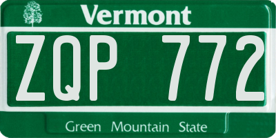 VT license plate ZQP772