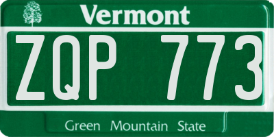 VT license plate ZQP773