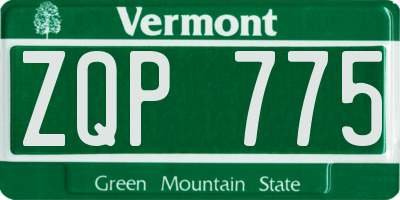 VT license plate ZQP775