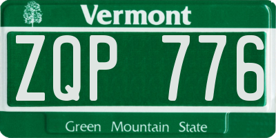 VT license plate ZQP776
