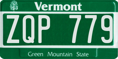 VT license plate ZQP779