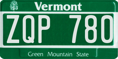VT license plate ZQP780