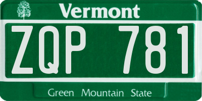 VT license plate ZQP781