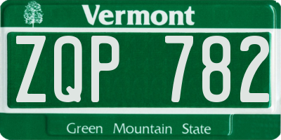 VT license plate ZQP782