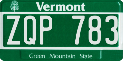 VT license plate ZQP783