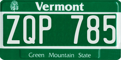 VT license plate ZQP785