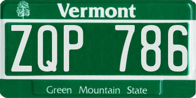 VT license plate ZQP786